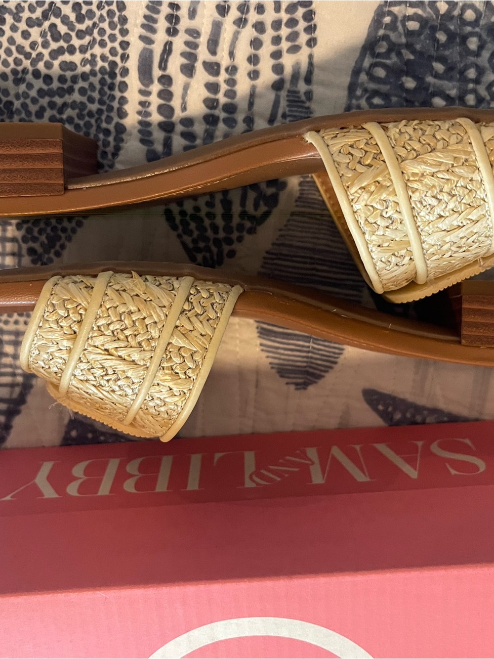 Sam and Libby Sam Edelman Natural Woven Buckle Slide Sandals - Picture 3 of 6